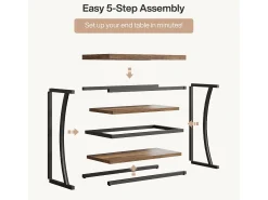 Discount Tribesigns Mesa Lateral Pequena e Estreita, Mesa Decorativa de Metal no Estilo Rural para Sala de Estar, Quarto, Espaços Pequenos, Lado da Cama Castanho