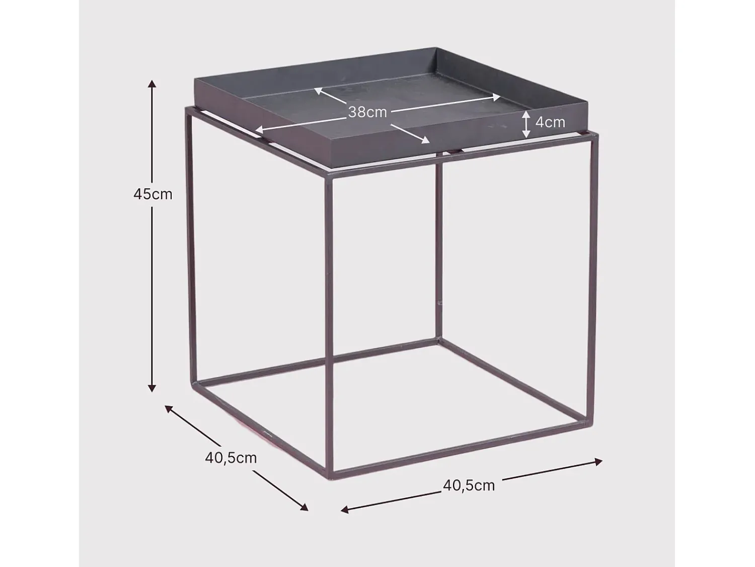 Mesa De Apoio*Nest Dream Mesa lateral quadrada em aço adequada para exteriores - Sorento - Preto