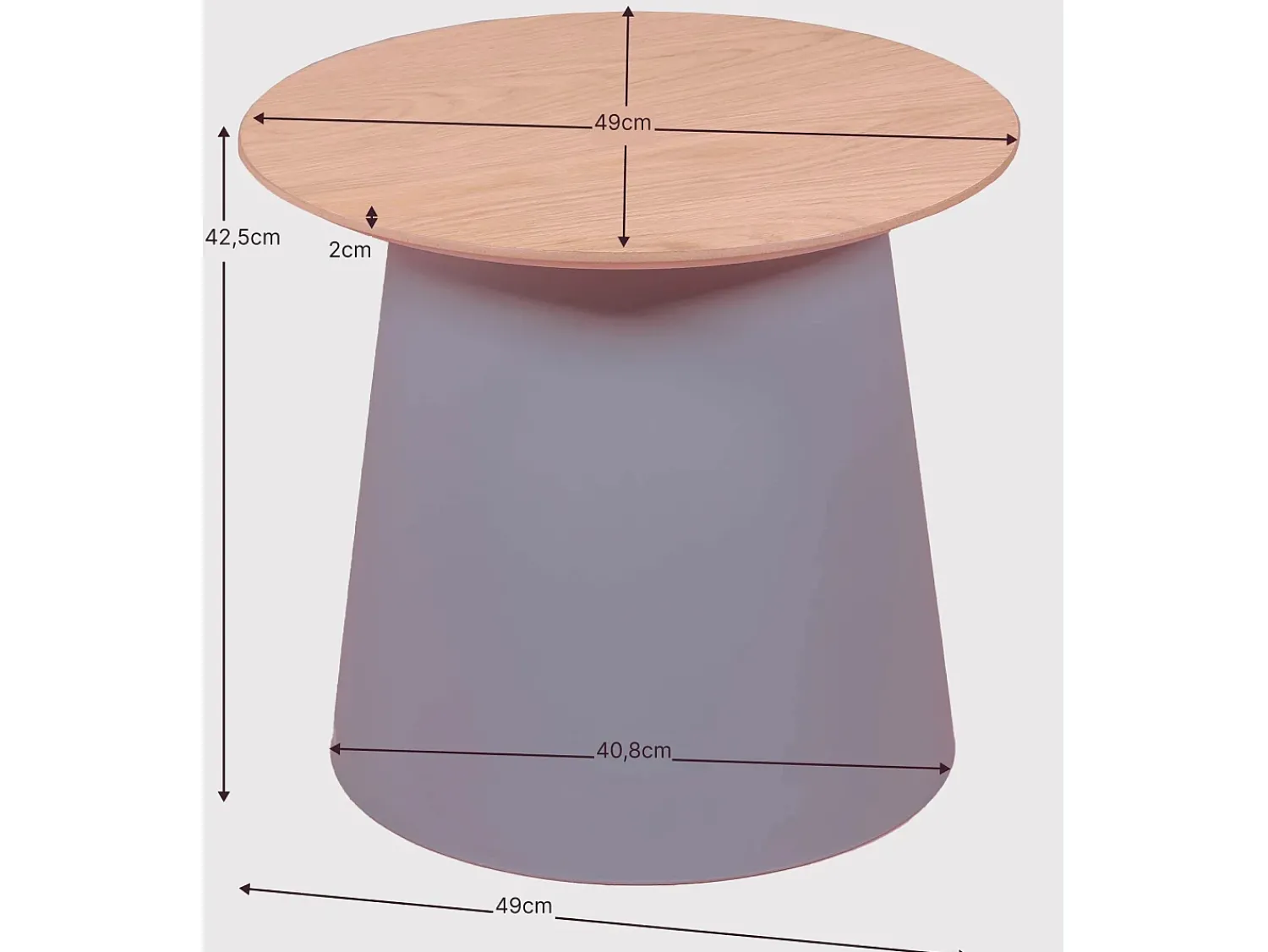 Clearance Nest Dream Mesa lateral redonda de madeira de carvalho (50cm) - Norway - Cinza Cinzento