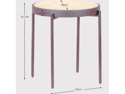 Nest Dream Mesa lateral retrô com detalhes em rattan natural (46cm) - North - Preto