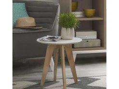 Mesa De Apoio| Mesa Lateral Sala de Estar Sala de Jantar e Carvalho 40 cm Branco