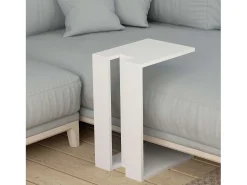 Mesa De Apoio* Mesa Lateral Tesauro Branca 30x57x40cm para Sala de Jantar Branco