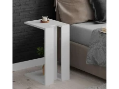 Mesa De Apoio* Mesa Lateral Tesauro Branca 30x57x40cm para Sala de Jantar Branco