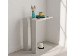 Mesa De Apoio* Mesa Lateral Tesauro Branca 30x57x40cm para Sala de Jantar Branco