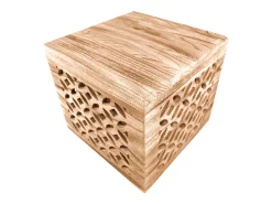 Mesa De Apoio| Mesa lateral 39x40x40 cm cubo de madeira castanha luz de cabeceira Castanho