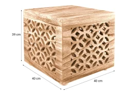 Mesa De Apoio| Mesa lateral 39x40x40 cm cubo de madeira castanha luz de cabeceira Castanho