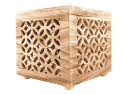 Mesa De Apoio| Mesa lateral 39x40x40 cm cubo de madeira castanha luz de cabeceira Castanho