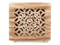 Mesa De Apoio| Mesa lateral 39x40x40 cm cubo de madeira castanha luz de cabeceira Castanho