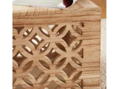 Mesa De Apoio| Mesa lateral 39x40x40 cm cubo de madeira castanha luz de cabeceira Castanho