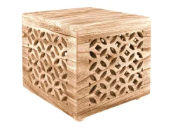Mesa De Apoio| Mesa lateral 39x40x40 cm cubo de madeira castanha luz de cabeceira Castanho