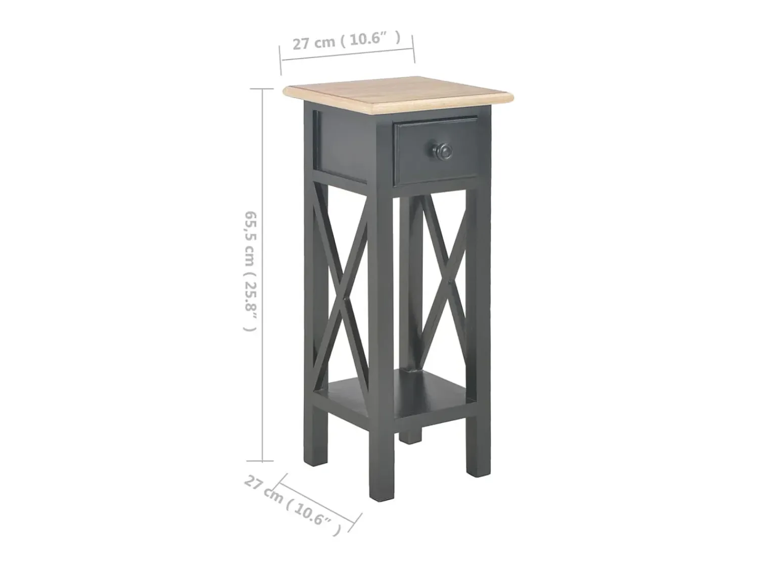 Mesa De Apoio|vidaxl Mesa lateral 27x27x65,5 cm madeira Preto