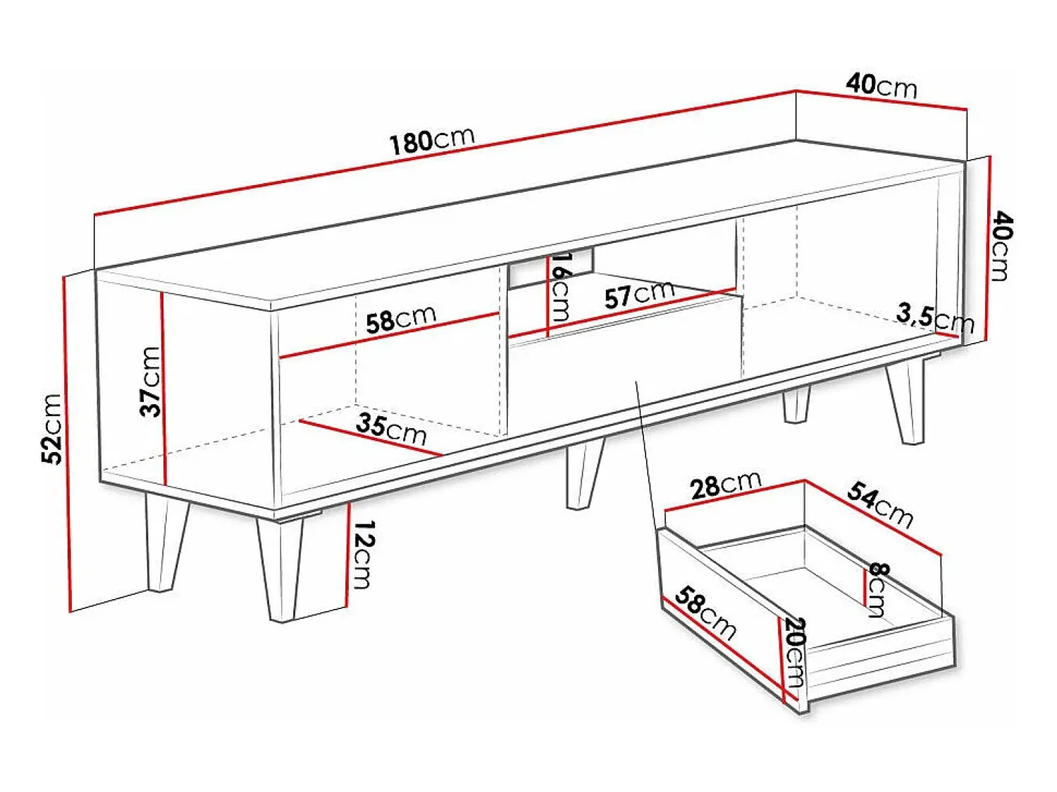 Best Mesa para TV Comfivo L102, 180x52x40cm Castanho