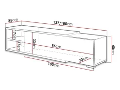 Mesa para TV Utica 100, O número de portas: 1, 137x40x35cm^ Móvel De Tv