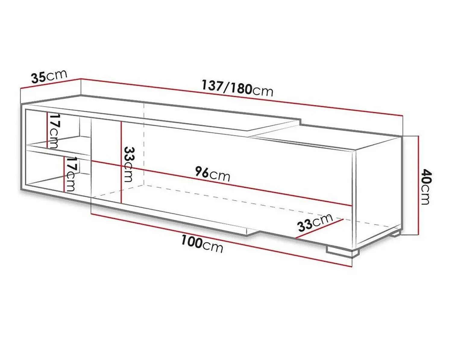 Mesa para TV Utica 100, O número de portas: 1, 137x40x35cm^ Móvel De Tv