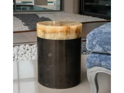 Online Mesa redonda de mármore com superfície de ônix branco Preto