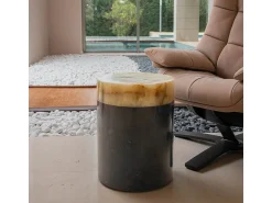 Online Mesa redonda de mármore com superfície de ônix branco Preto