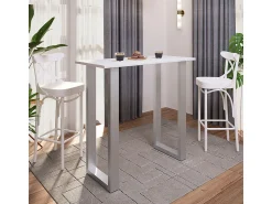 VCM Mesa Bar | Tresen | Mesa em pé | Mesa alta | Mesa Bartresen - Xona 110x50 cm (Prata / Branco)^ Móvel De Bar
