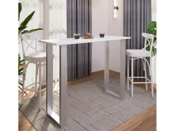Móvel De Bar|VCM Mesa Bar | Tresen | Mesa em pé | Mesa alta | Mesa Bartresen - Xona 140x50 cm (Prata / Branco) Multicor