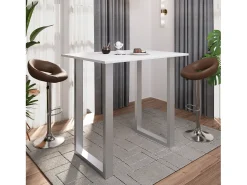 Móvel De Bar|VCM Mesa Bar | Tresen | Mesa em pé | Mesa alta | Mesa Bartresen - Xona 110x80 cm (Prata / Branco) Multicor
