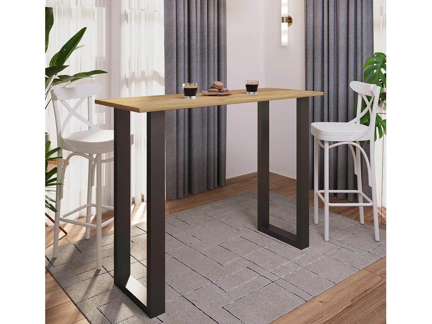 Sale VCM Mesa Bar | Tresen | Mesa em pé | Mesa alta | Mesa Barba Bar - Xona 140x50 cm (Preto / Carvalho Mel) Multicor