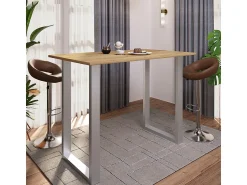 Discount VCM Mesa Bar | Tresen | Mesa em pé | Mesa alta | Mesa Barba Bar - Xona 140x80 cm (Prata / Carvalho Mel) Multicor