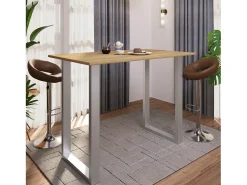 Discount VCM Mesa Bar | Tresen | Mesa em pé | Mesa alta | Mesa Barba Bar - Xona 140x80 cm (Prata / Carvalho Mel) Multicor