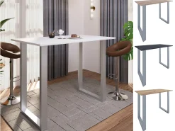 Discount VCM Mesa Bar | Tresen | Mesa em pé | Mesa alta | Mesa Barba Bar - Xona 140x80 cm (Prata / Carvalho Mel) Multicor