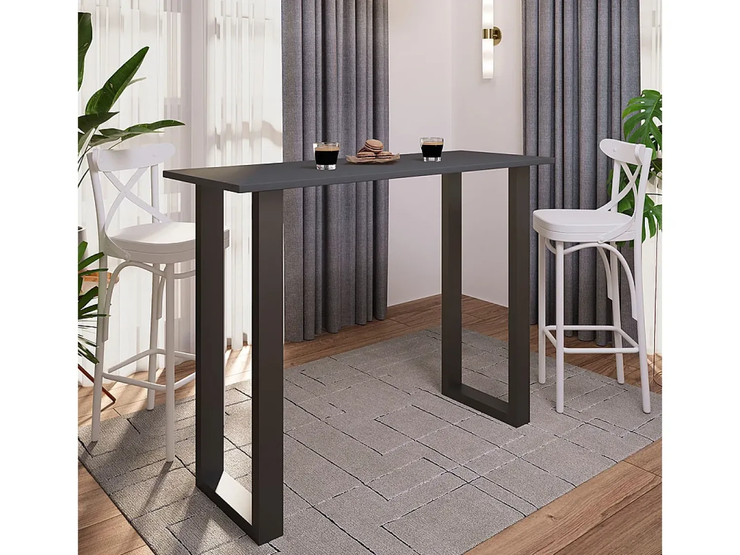 Outlet VCM Mesa Bar | Tresen | Mesa em pé | Mesa alta | Mesa Bartresen - Xona 140x50 cm (Preto / Antracite) Multicor