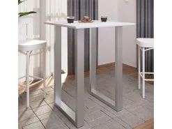 VCM Mesa Bar | Tresen | Mesa em pé | Mesa alta | Mesa Bartresen - Xona 80x50 cm (Prata / Branco)^ Móvel De Bar