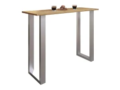 Móvel De Bar|VCM Mesa Bar | Tresen | Mesa em pé | Mesa alta | Mesa Barba Bar - Xona 140x50 cm (Prata / Carvalho Mel) Multicor