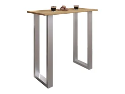 VCM Mesa Bar | Tresen | Mesa em pé | Mesa alta | Mesa Barba Bar - Xona 110x50 cm (Prata / Carvalho Mel)^ Móvel De Bar
