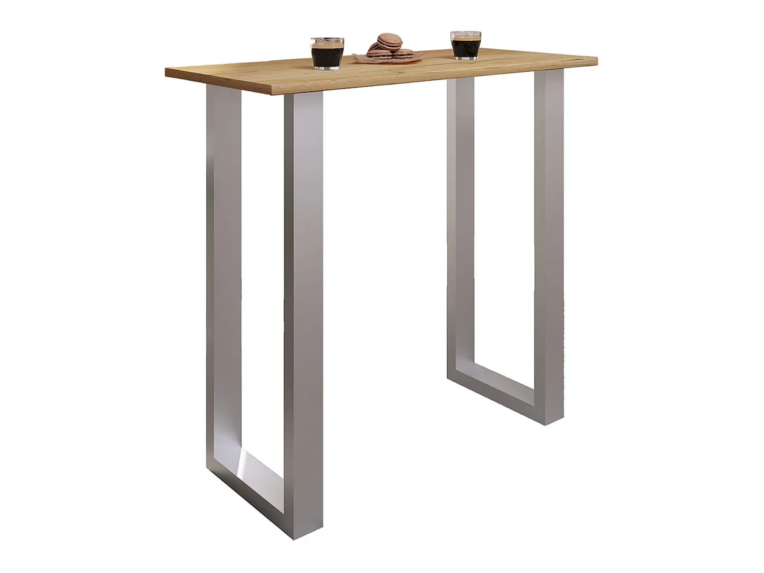 VCM Mesa Bar | Tresen | Mesa em pé | Mesa alta | Mesa Barba Bar - Xona 110x50 cm (Prata / Carvalho Mel)^ Móvel De Bar