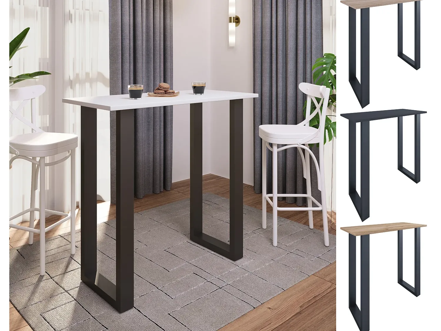 Móvel De Bar|VCM Mesa Bar | Tresen | Mesa em pé | Mesa alta | Mesa Barba Bar - Xona 110x50 cm (Preto / Carvalho Mel) Multicor