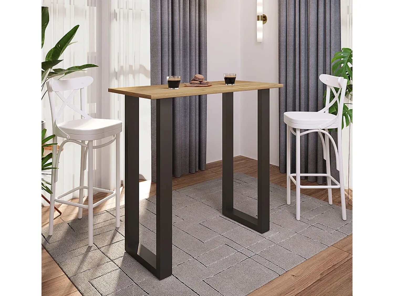 Móvel De Bar|VCM Mesa Bar | Tresen | Mesa em pé | Mesa alta | Mesa Barba Bar - Xona 110x50 cm (Preto / Carvalho Mel) Multicor