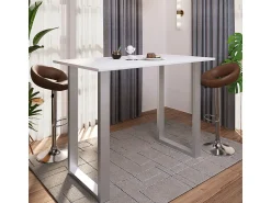 Móvel De Bar|VCM Mesa Bar | Tresen | Mesa em pé | Mesa alta | Mesa Bartresen - Xona 140x80 cm (Prata / Branco) Multicor