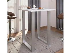 Móvel De Bar*VCM Mesa Bar | Tresen | Mesa em pé | Mesa alta | Mesa Bartresen - Xona 80x80 cm (Prata / Branco) Multicor