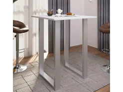 Móvel De Bar*VCM Mesa Bar | Tresen | Mesa em pé | Mesa alta | Mesa Bartresen - Xona 80x80 cm (Prata / Branco) Multicor