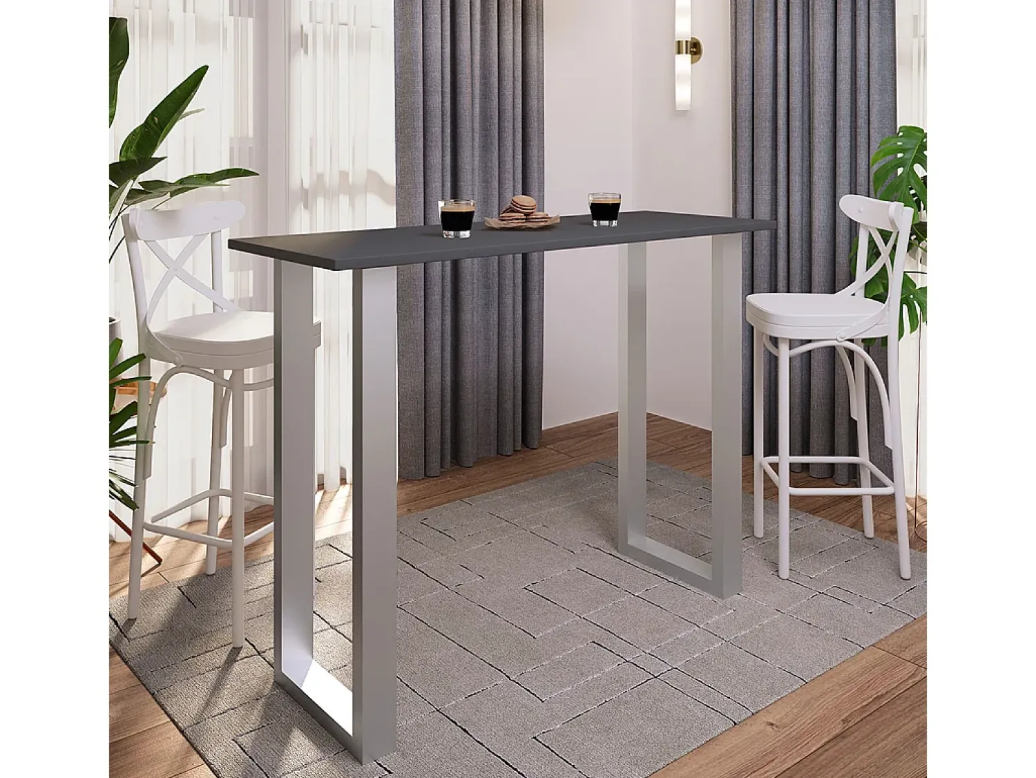 Outlet VCM Mesa Bar | Tresen | Mesa em pé | Mesa alta | Mesa Bartresen - Xona 140x50 cm (Prata / Antracite) Multicor
