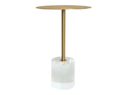 Mesa De Centro* Mesa 35x57x35 cm dourada modig m28 Branco / Dourado