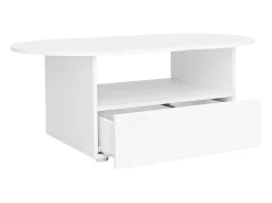 Mesa De Centro|ModernLuxe Mesa de centro com gavetas e compartimento aberto - tampo em forma de nuvem - Branco