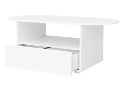 Mesa De Centro|ModernLuxe Mesa de centro com gavetas e compartimento aberto - tampo em forma de nuvem - Branco