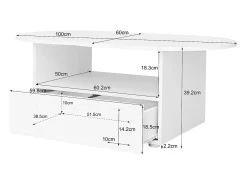 Mesa De Centro|ModernLuxe Mesa de centro com gavetas e compartimento aberto - tampo em forma de nuvem - Branco