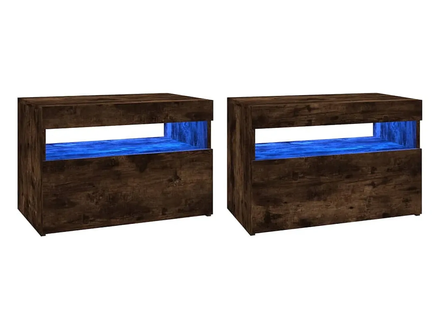 Mesas cabeceira c/ LEDs 2 pcs 60x35x40 cm carvalho fumado PT627221^ Móvel De Tv