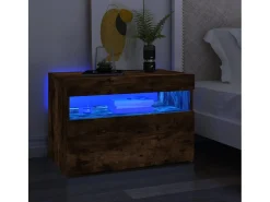 Mesas cabeceira c/ LEDs 2 pcs 60x35x40 cm carvalho fumado PT627221^ Móvel De Tv