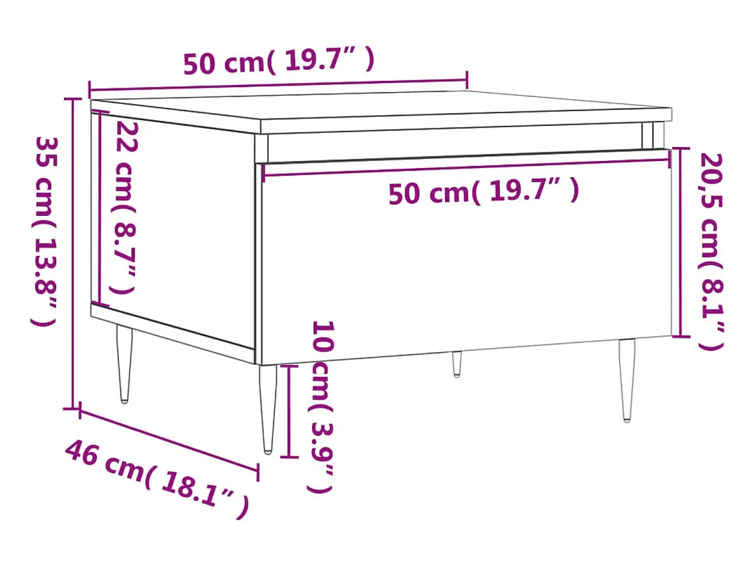 vidaxl Mesas centro 2 pcs 50x46x35 cm deriv. madeira carvalho castanho^ Mesa De Centro
