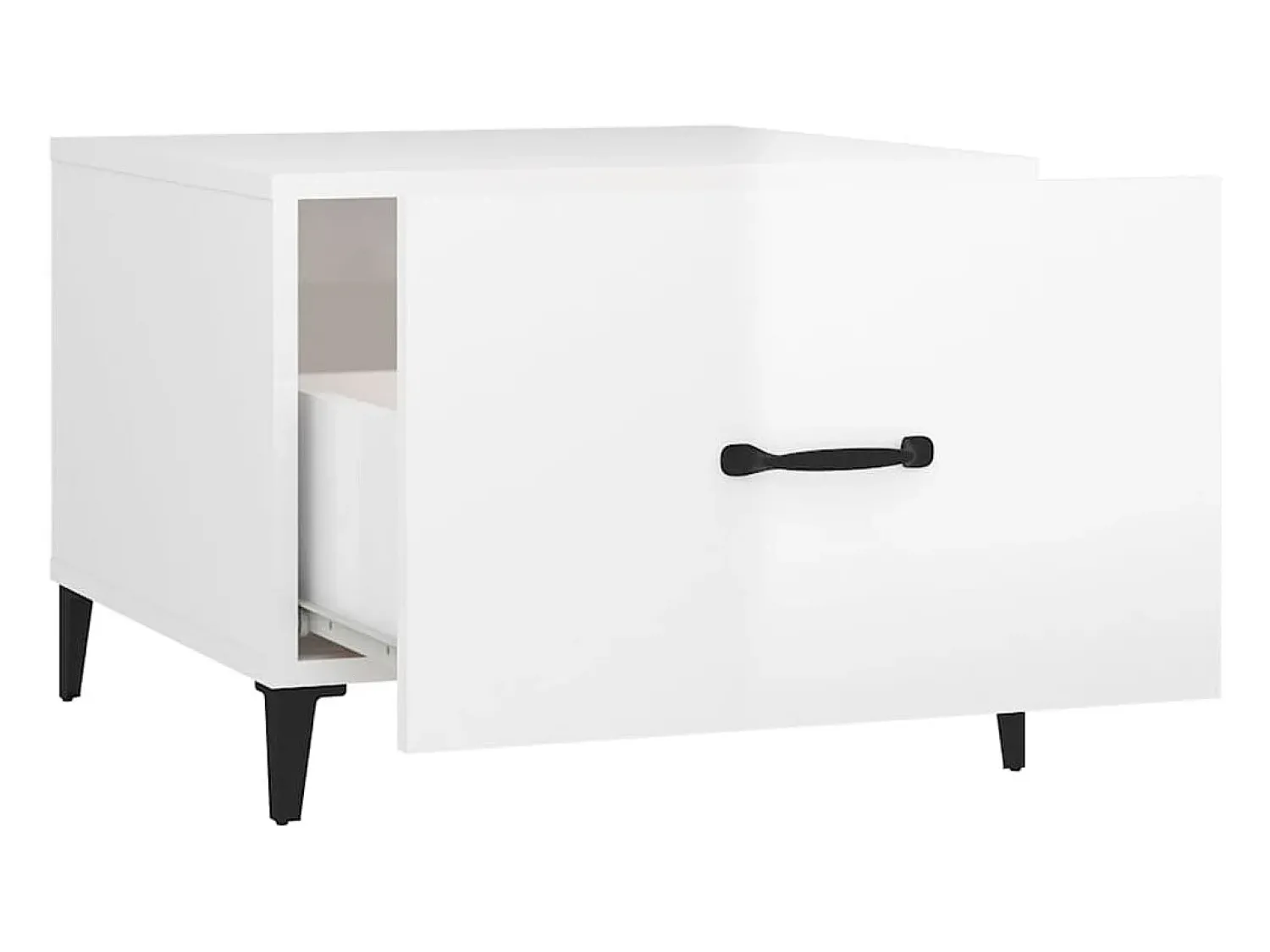 New vidaxl Mesas centro + pernas de metal 2pcs 50x50x40 m brilhante Branco