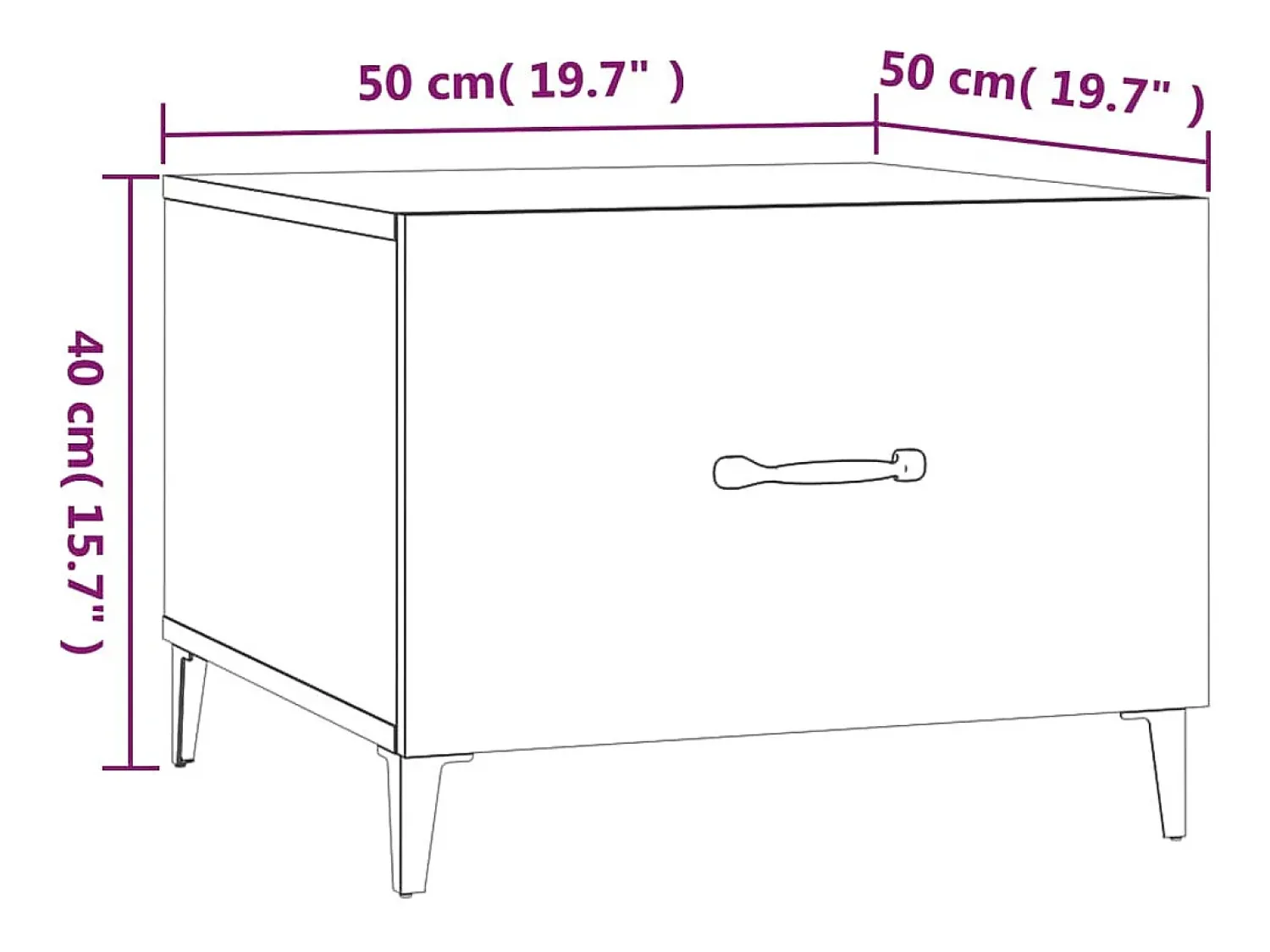 New vidaxl Mesas centro + pernas de metal 2pcs 50x50x40 m brilhante Branco