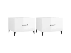 Sale Mesas centro + pernas de metal 2pcs 50x50x40 m brilhante PT365850 Branco