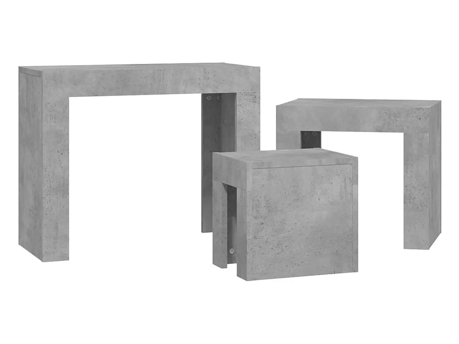 Mesa De Centro* Mesas centro de encastrar 3pcs derivados madeira cinza cimento Cinzento
