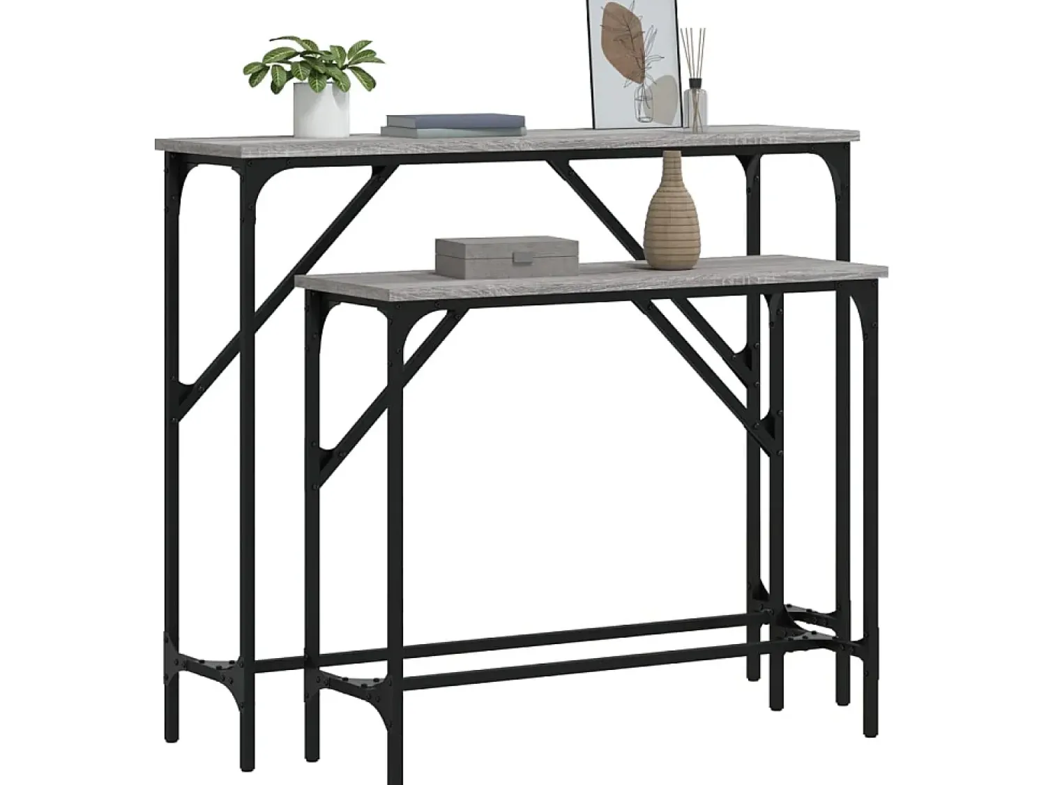 Consola| Mesas consola 2 pcs derivados de madeira sonoma PT950955 Cinzento